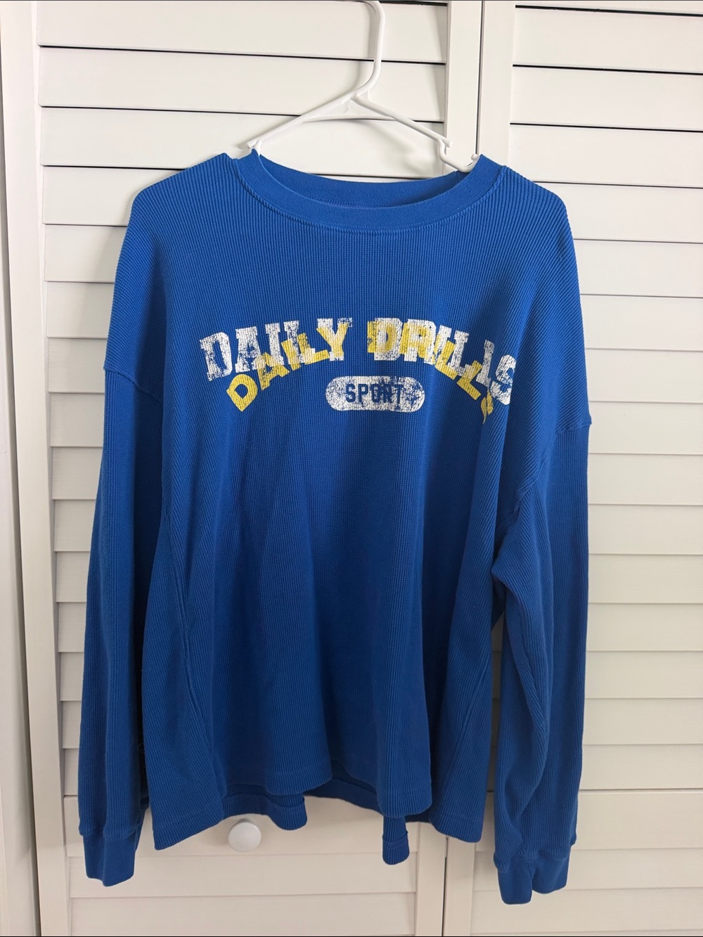 Daily Drills Royal Blue Ribbed Crewneck Shirt with Olive Tag